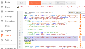 Add Push Engage Notifications In Blogger 7